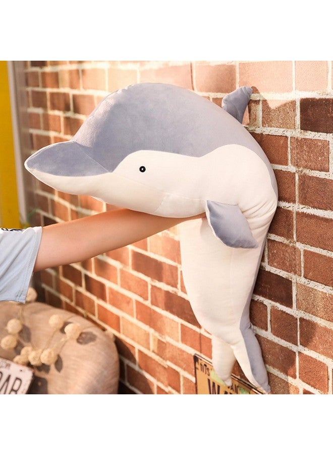 Levenkeness Dolphin Plush Hugging Pillow Soft Large Dolphins Stuffed Animal Toy Doll Gifts For Kids Valentine Christmas Bedding (23.6") - Image 2