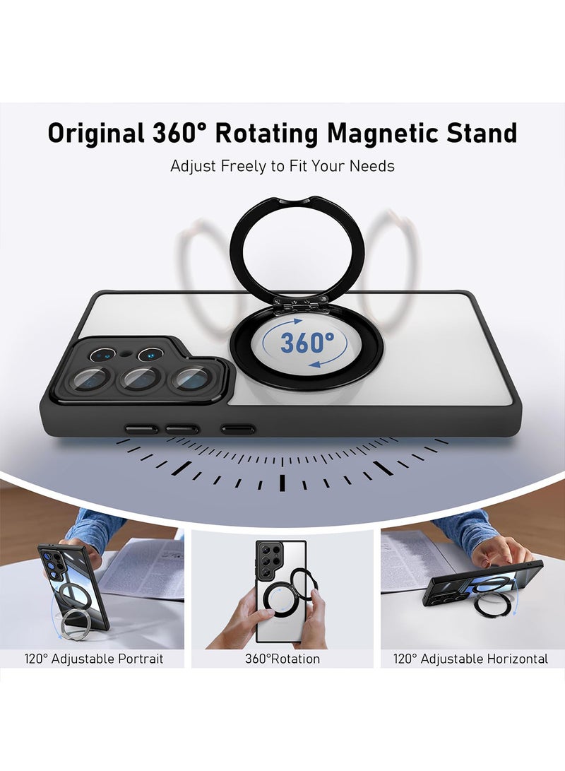 إكس ليفيل جراب ماج سيف لهاتف سامسونج جالاكسي S25 ألترا القابل للطي، مزود بحلقة مغناطيسية قوية، وحامل متين ومتعدد الاستخدامات، مع حماية فائقة من السقوط، وغطاء بحامل مغناطيسي لهاتف سامسونج جالاكسي S25 ألترا مضاد لبصمات الأصابع والخدوش (أسود شفاف) - Image 5