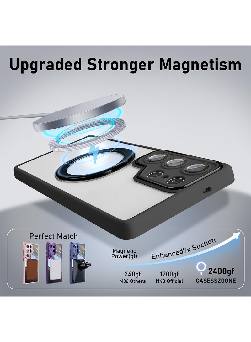 إكس ليفيل جراب ماج سيف لهاتف سامسونج جالاكسي S25 ألترا القابل للطي، مزود بحلقة مغناطيسية قوية، وحامل متين ومتعدد الاستخدامات، مع حماية فائقة من السقوط، وغطاء بحامل مغناطيسي لهاتف سامسونج جالاكسي S25 ألترا مضاد لبصمات الأصابع والخدوش (أسود شفاف) - Image 3