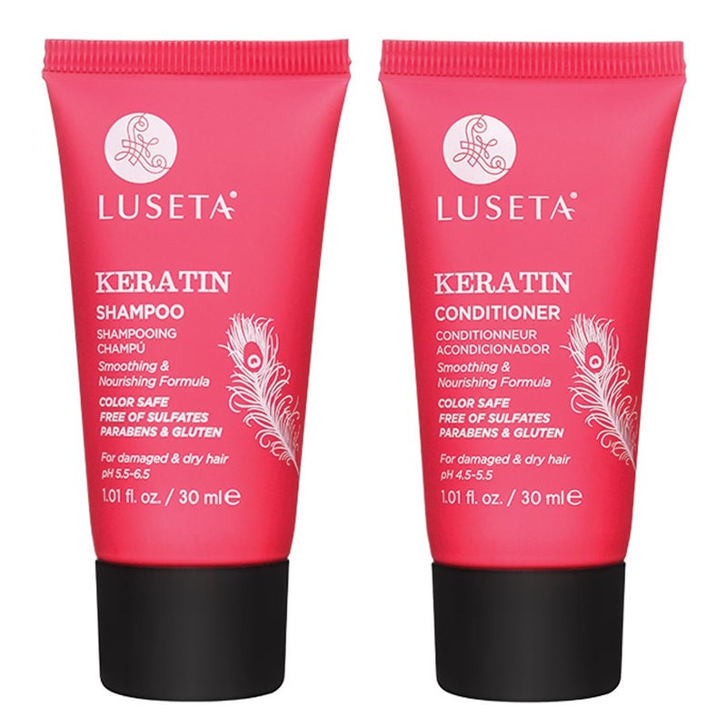 L LUSETA Luseta Keratin Shampoo and Conditioner Smooth and Hydrate Dry Damaged Hair Great for Color Treated Hair Sulfate Free and Gluten Free1.01 Fl OzÃ—2 - Image 1