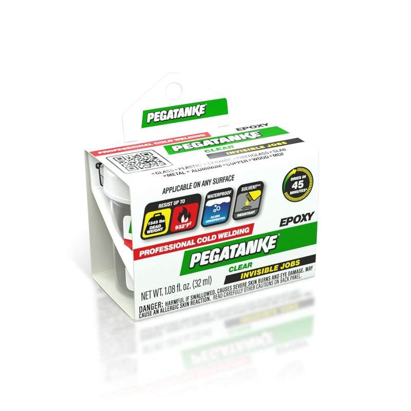 Pegatanke - Transparent 2 Part Epoxy Resin | Professional Cold Weld Adhesive | High Strength Metal Glue for Fuel Tanks | General Repair & Plastic | High Temperature Epoxy for Welding Bonds (1.08 oz) - Image 1