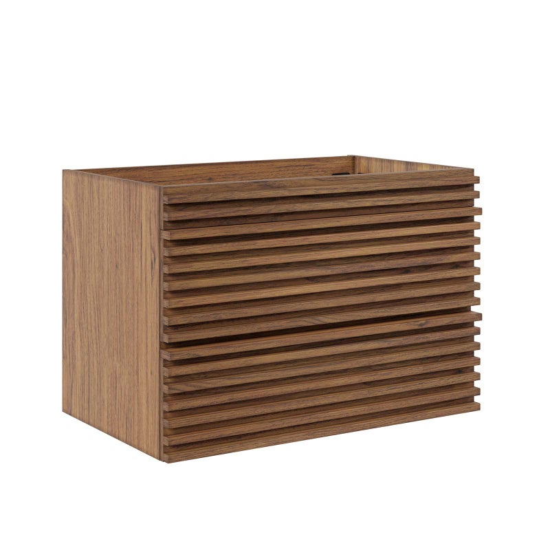 Modway Render 30 WallMount Bathroom Vanity in Walnut  Sink Basin Not Included