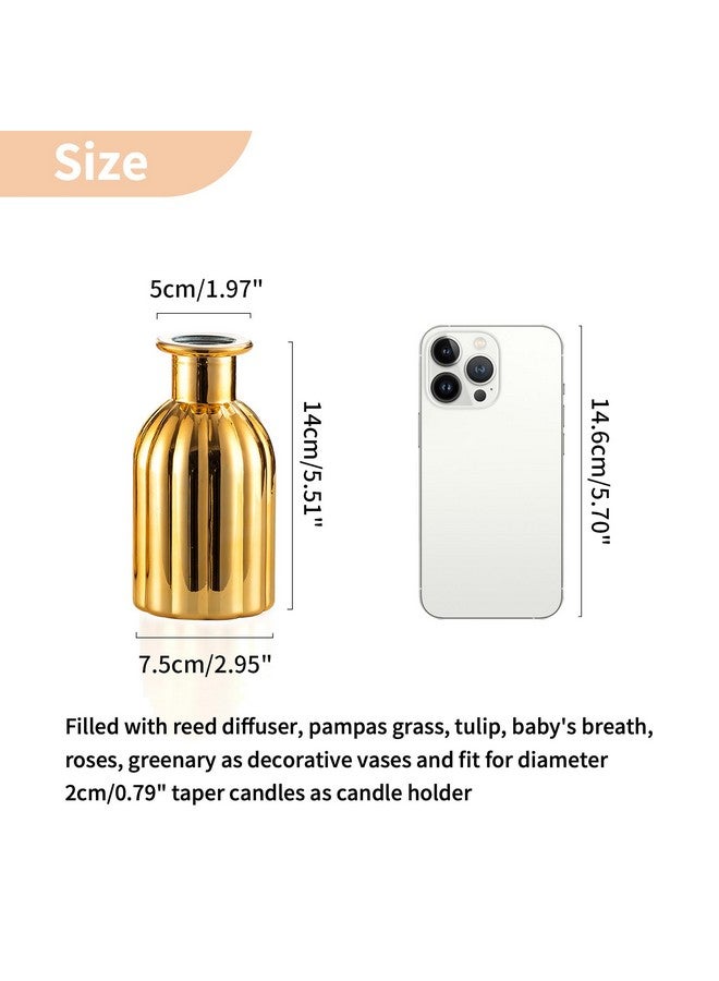 NUPTIO Bud Vases Glass Gold: 6 Pcs Small Flower Vase for Wedding Centrepieces - Golden Vintage Mini Orchid Bottles Vases Bulk for Christmas Table Bedroom Aesthetic Birthday Party Decoration - Image 4