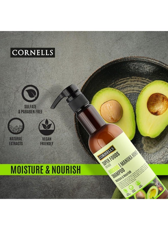 CORNELLS - Super Foods For Hair Avocado Manuka Honey Shampoo 500Ml | For Men & Women | Moisture | Nourish | Sulphate & Paraben Free | Hair Care - Image 1