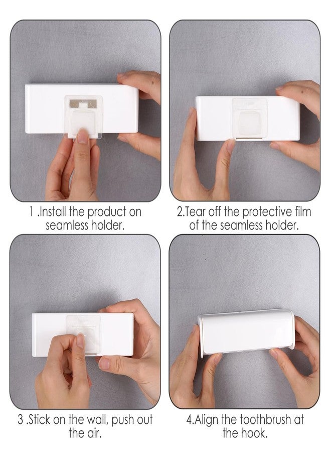LUEXBOX 6 Slots Wall Mount Toothbrush Holder with Cover, Self Adhesive Toothbrush Storage Organizer for Shower, Toothbrush Hanger for Bathroom, Medicine Cabinet, Dorm - Image 4