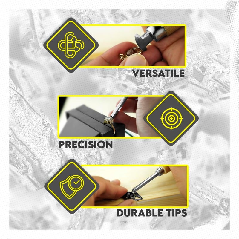 SE Stone Setting Prong and Bezel Set Set of 3 Jewelry Stone Setting Tools Jewelry Stone Prong Pusher Durable Tips Ergonomic Wooden Handles - Image 5