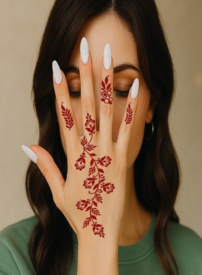Komstec Tulip Flower Design Mehndi Stencil Set for Wedding Easy-to-Use Henna Mehndi Stencil Sticker for Girl and Women - Image 3