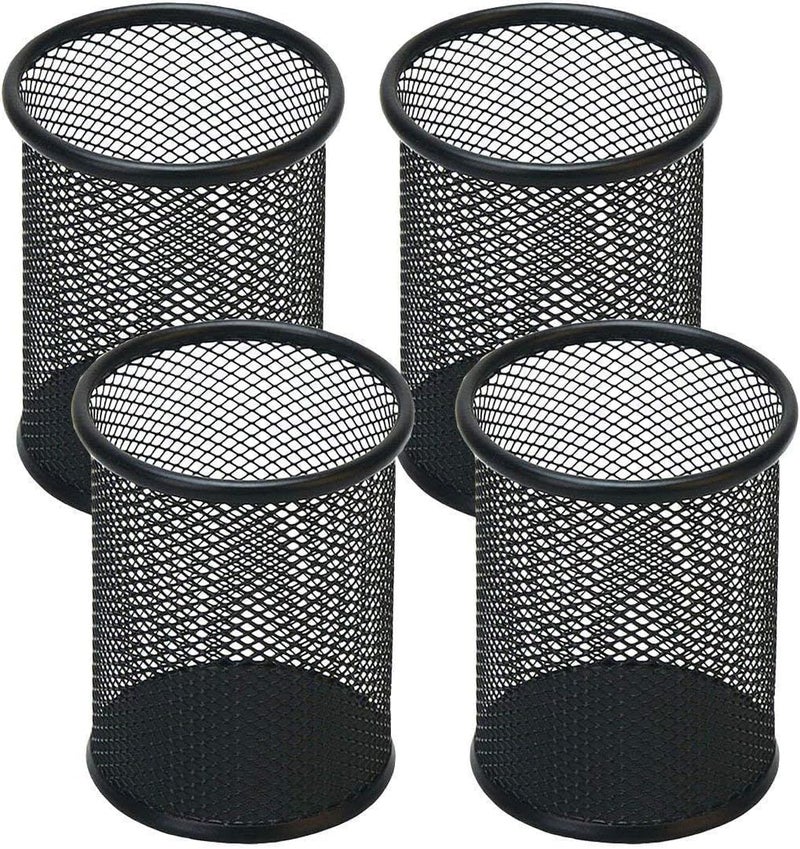 ECVV Pen Holder Mesh Pencil Holder Metal Pencil Holder for Desk Office Pen Organizer Black | 4 Pack |