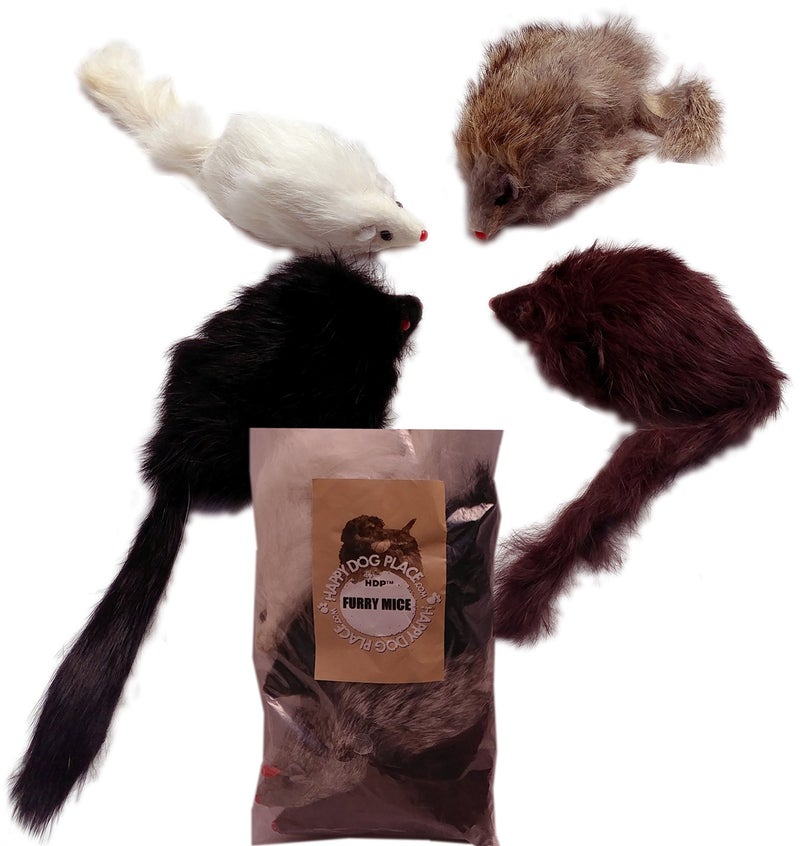 HDP Long haired Furry Mice cat Toy SizePack of 4 - Image 2