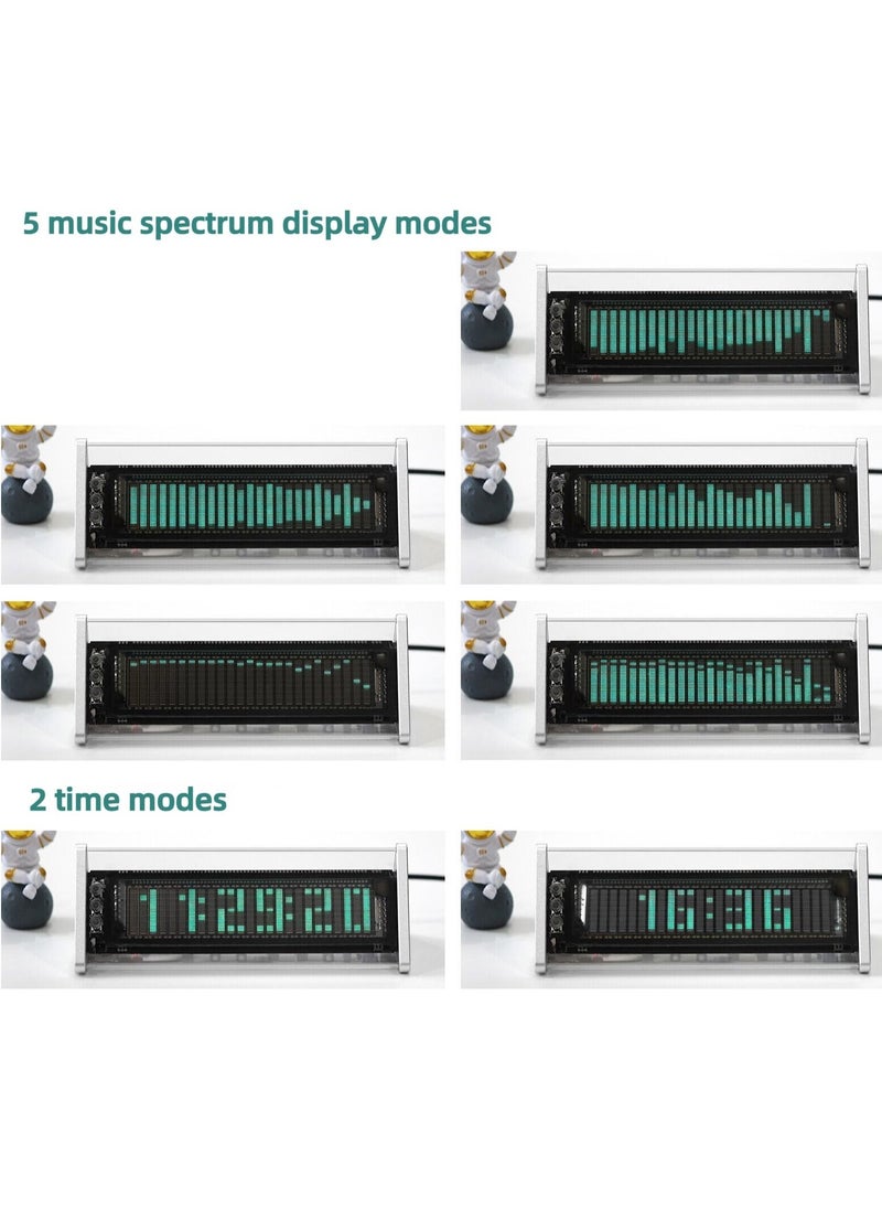 VFD Clock, 4-in-1 Multifunction Vacuum Fluorescent Display Clock with Music Spectrometer, Bluetooth 5.0 Receiver, 2-Way Audio Switcher, Remote Control, Spectrum Mode, Ideal Gift for Boyfriend - Image 3