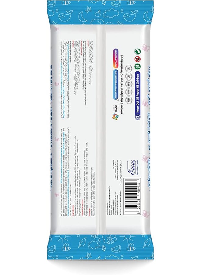 WOW Baby Wipes - Mild Fragrance 99% Water Wipes| Extra Thick Long with Organic Aloe Vera, Chamomile Extract and Vitamin E, Gentle on sensitive skin| 26's (2 + 1) Value Pack | 78 Wipes - Image 3