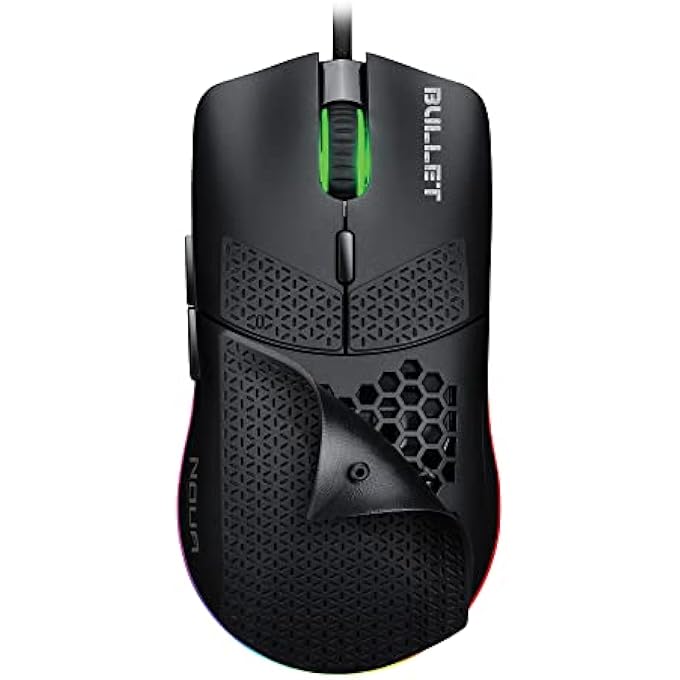 BULLET GAMING MOUSE, WIRED OPTICAL PIXART 3360 UP TO 24000 DPI 7 PROGRAMMABLE BUTTONS INCLUDES SOFTWARE, ERGONOMIC GAMING MOUSE WITH HONEYCOMB SHELL AND SILICONE SKIN - Image 2
