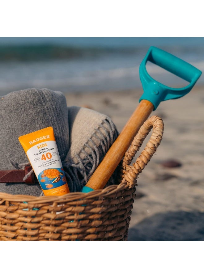 Badger Kids Sunscreen Cream SPF 40, Organic Mineral Sunscreen Kids Face & Body with Zinc Oxide, Reef Friendly, Broad Spectrum, Water Resistant, 2.9 fl oz (2 Pack) - Image 4