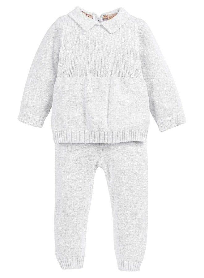 Boutique Collection White Knitted Christening 2 Piece Outfit with Cross Detail (24M) - Image 2