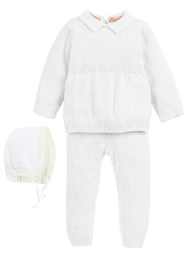 Boutique Collection White Knitted Christening 2 Piece Outfit with Cross Detail (24M) - Image 1