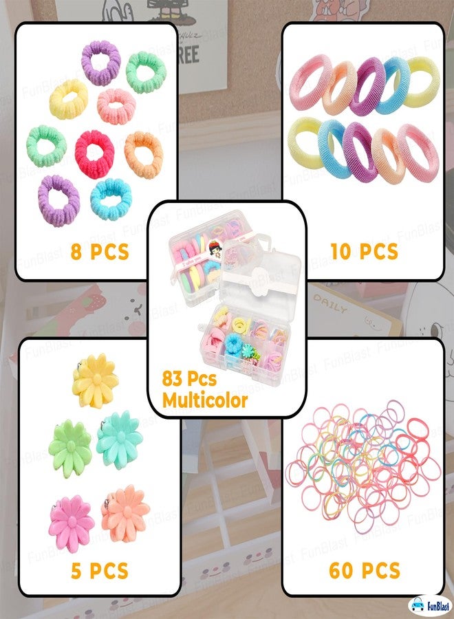 FunBlast – Hair Accessories Set for Girls – 83 Pcs Elastic Hair Ties, Colorful Baby Elastic Hair Bands Set with Hair Clip for Girls, Womens, Baby Girls, Teens (Multicolor) (Pack of 1) - Image 5