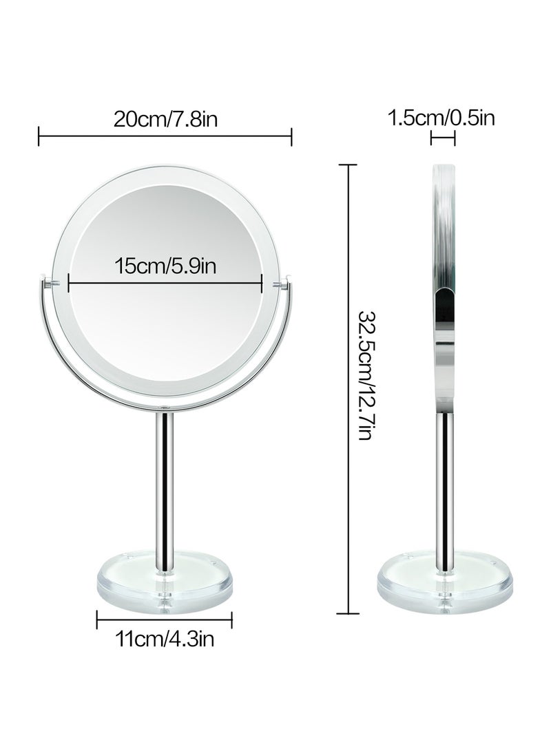 سنوفلاكس سنوفلاكس مرآة مكياج التكبير 1X/15X مع منصة -6.7 بوصة سطح الطاولة مرآة الغرور للحمام أو غرفة النوم مع 360 درجة الدوران. - Image 3