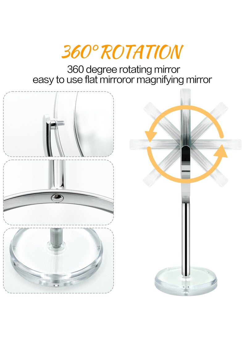 سنوفلاكس سنوفلاكس مرآة مكياج التكبير 1X/15X مع منصة -6.7 بوصة سطح الطاولة مرآة الغرور للحمام أو غرفة النوم مع 360 درجة الدوران. - Image 5