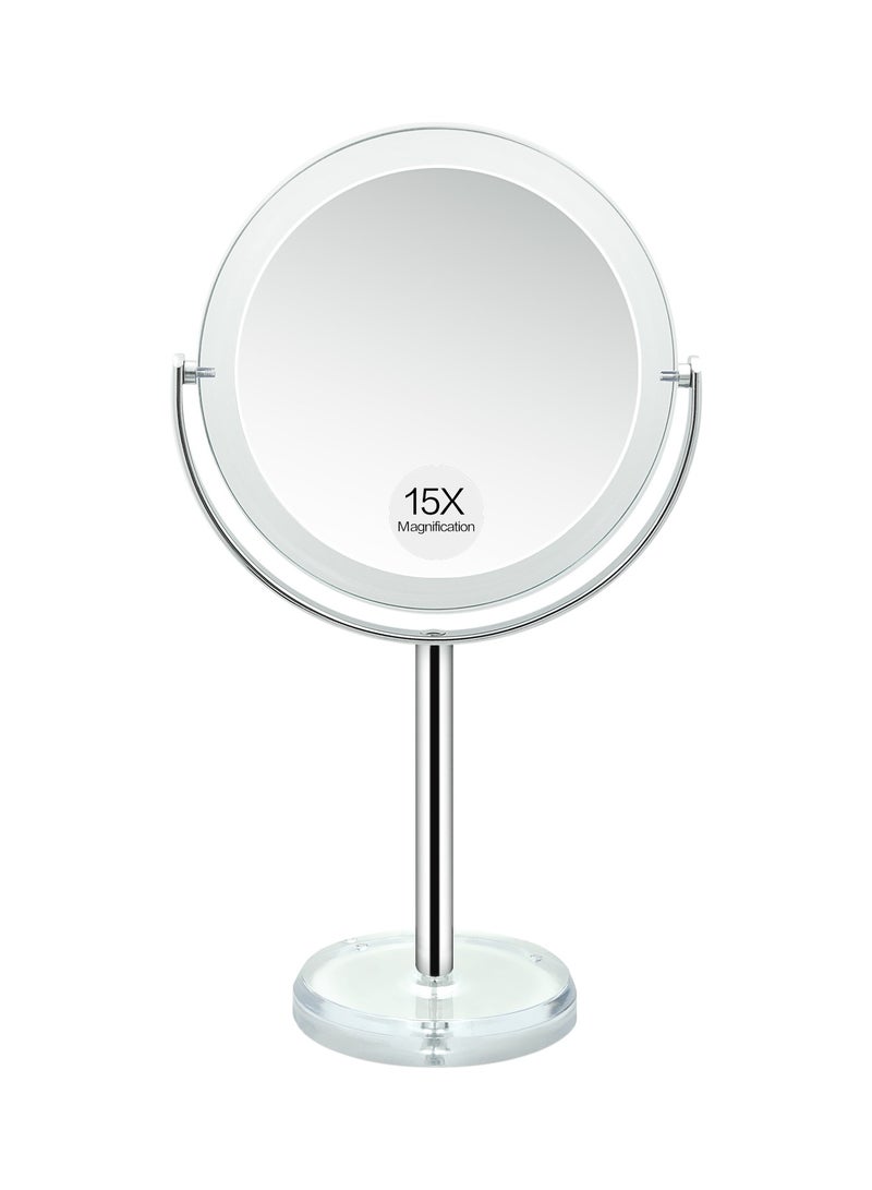 سنوفلاكس سنوفلاكس مرآة مكياج التكبير 1X/15X مع منصة -6.7 بوصة سطح الطاولة مرآة الغرور للحمام أو غرفة النوم مع 360 درجة الدوران. - Image 1