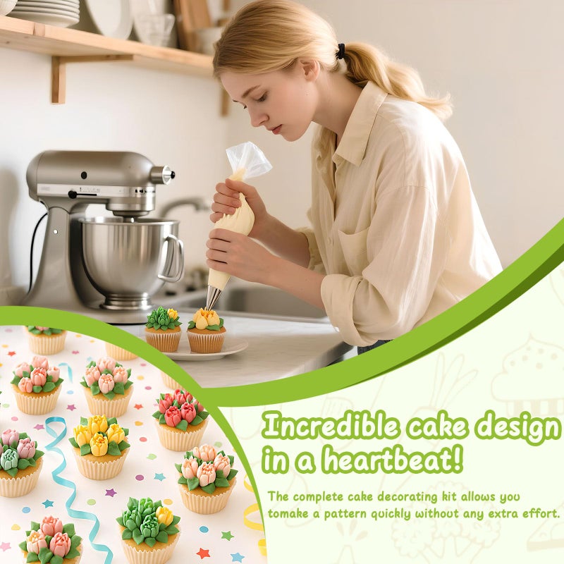 Suuker Russian Piping Tips Set, Stainless Steel Cupcake Flower Shaped Frosting Nozzle Kit, Kitchen Gadgets For Pastry Cupcakes Cakes Cookies Decorating (7 Pieces) - Image 2