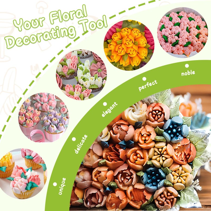 Suuker Russian Piping Tips Set, Stainless Steel Cupcake Flower Shaped Frosting Nozzle Kit, Kitchen Gadgets For Pastry Cupcakes Cakes Cookies Decorating (7 Pieces) - Image 3