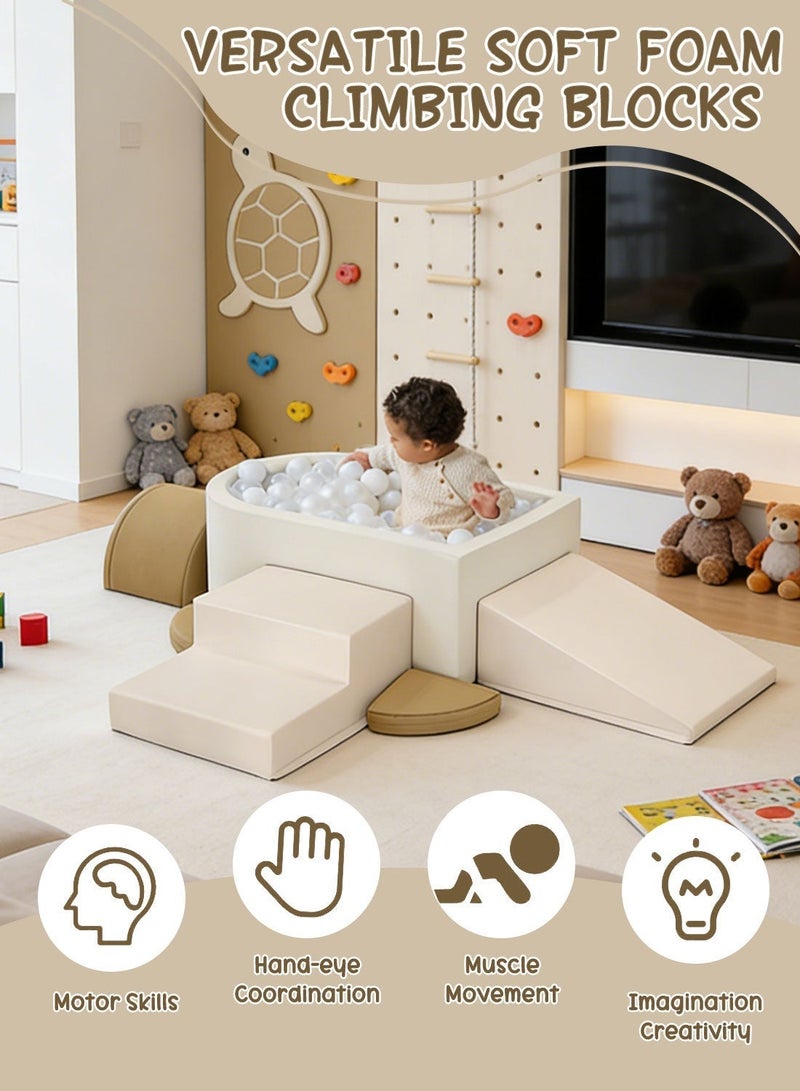 MaBaby Toddler Climbing Toys Soft Foam Play Set with Ball Pit (6-Piece) – Montessori Early Education Indoor Active Play Equipment for Baby Gross Motor Skill Development, Safe Climb Crawl Blocks for Preschool Kids Playroom - Image 3