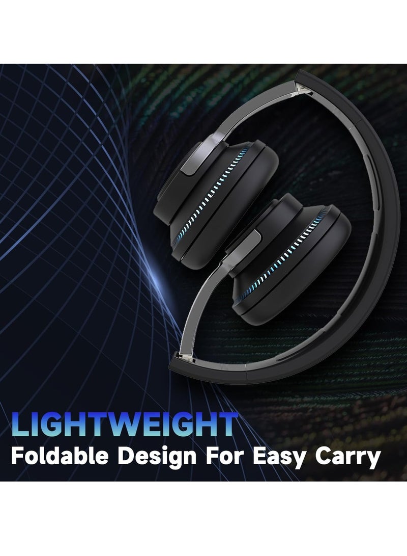 Joshberg Bluetooth Wireless On-Ear Headphones with Microphone RGB Breathing Light - Image 2