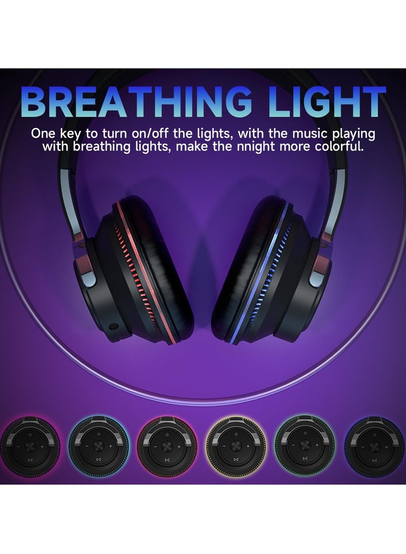 Joshberg Bluetooth Wireless On-Ear Headphones with Microphone RGB Breathing Light - Image 5