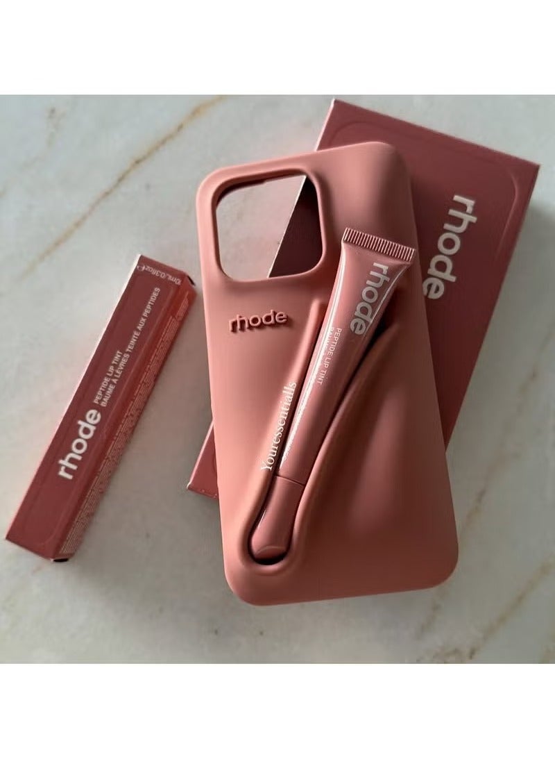 rhode iPhone 16 Pro Max Silicone Case Lip Holder for Cell Phone, Lip Gloss Adhesive Sleeve for Phone, Lip Holder Stick-on Phone Case, Back Stick On Holder for iPhone Phones (Salty Tan)  - Image 2