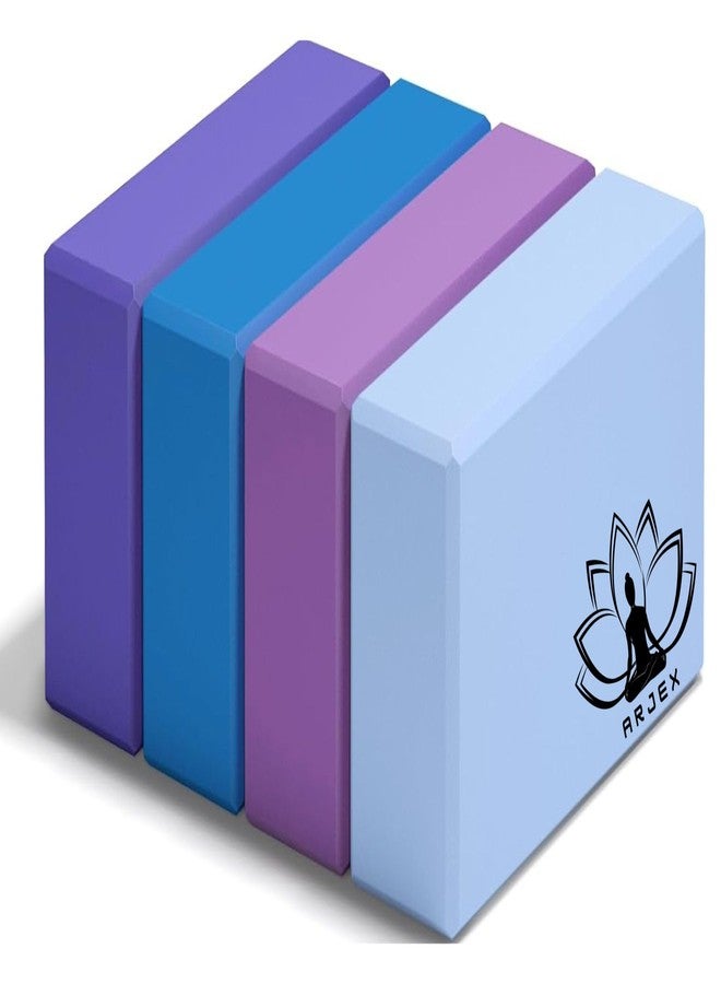 ARJEX Yoga Block Set of 2- Supportive Latex-Free Eva Foam - Soft Non-Slip Surface with Beveled Edges for Yoga, Pilates, Meditation - Yoga Accessories for Stability, Balance, Deepen Stretches (Multicolour) (Yoga Block 4Pcs, 9×6×3 in) - Image 1