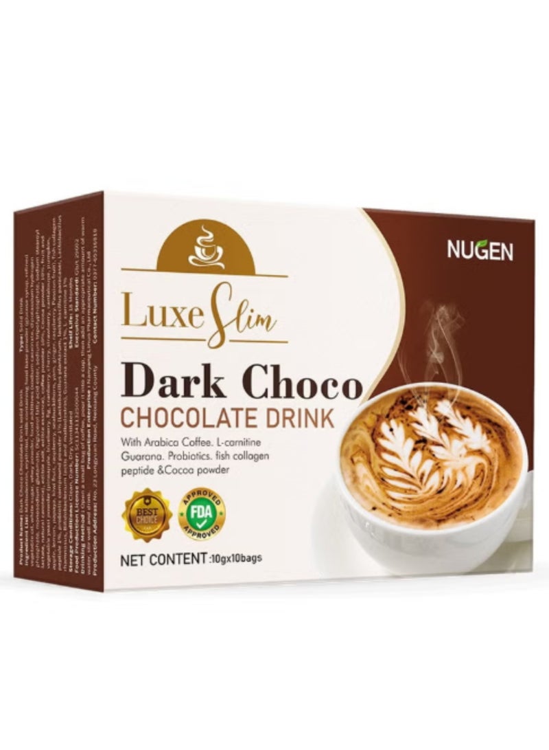 NUGEN Dark Chocolate Black Coffee ,With Probiotics Fish Collagen Peptide 10 Bags  - Image 1