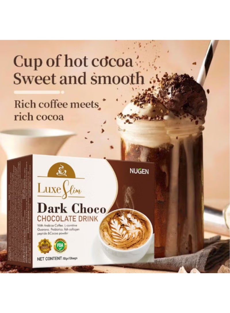 NUGEN Dark Chocolate Black Coffee ,With Probiotics Fish Collagen Peptide 10 Bags  - Image 2