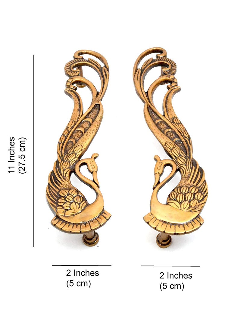 ESPLANADE Esplanade Designer Brass Door Handle Pair 2 Pcs Home Decor Door Decor Pair Of Brass Door Handles Pair Of Brass Door Pulls Peacock Pull Handle  - Image 4