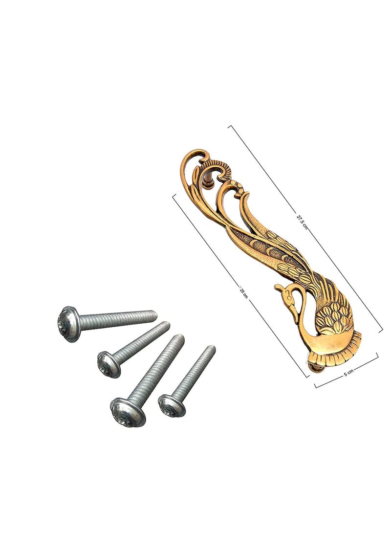 ESPLANADE Esplanade Designer Brass Door Handle Pair 2 Pcs Home Decor Door Decor Pair Of Brass Door Handles Pair Of Brass Door Pulls Peacock Pull Handle  - Image 5
