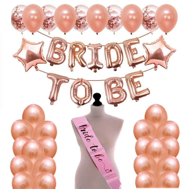 SOI Rubber Bachelorette Party Decorations- 48 Pcs,Bride To Be Decorations For Bridal Shower |Bride to Be Decoration Set Combo | Bride To Be Decal For Backdrop |Bride Balloons Rose Gold Decoration Set - Image 1