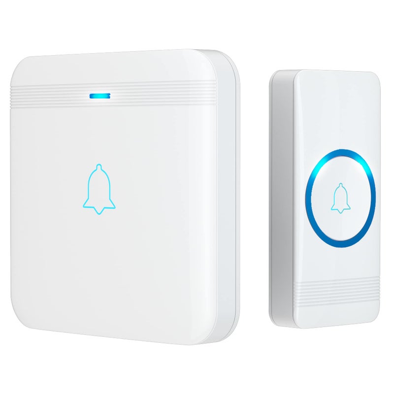 AVANTEK Wireless Doorbell, D-3F Waterproof Chime Kit Operating at Over 1300 Feet with 52 Melodies, 5 Volume Levels & LED Flash