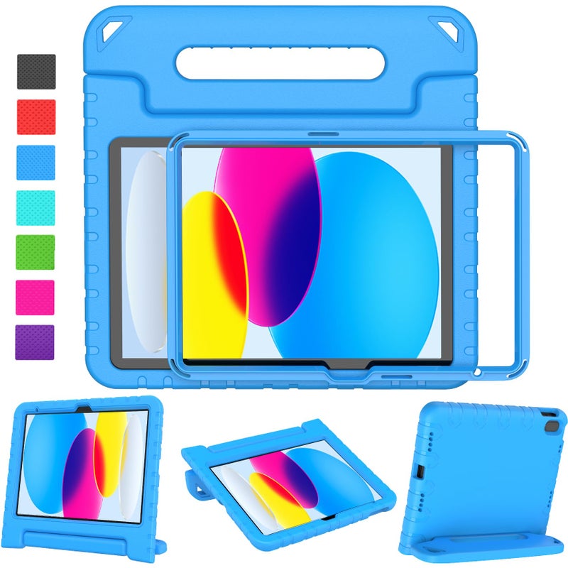 LTROP Kids Case for iPad A16 11th Generation 11-inch 2025/ iPad 10th Generation 10.9-inch 2022 with Screen Protector, Lightweight Shockproof Convertible Handle Stand Cover for iPad 11/10 Gen, Blue - Image 1