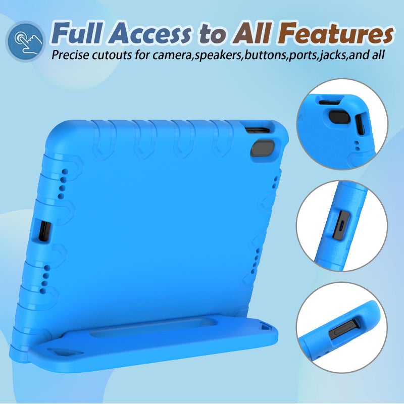 LTROP Kids Case for iPad A16 11th Generation 11-inch 2025/ iPad 10th Generation 10.9-inch 2022 with Screen Protector, Lightweight Shockproof Convertible Handle Stand Cover for iPad 11/10 Gen, Blue - Image 5