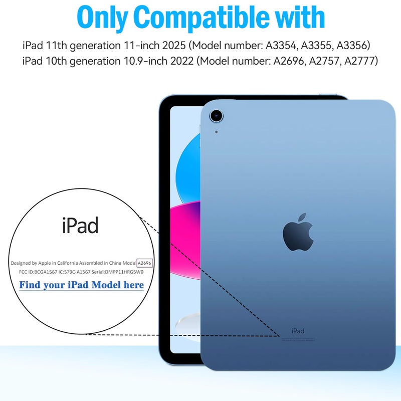 LTROP Kids Case for iPad A16 11th Generation 11-inch 2025/ iPad 10th Generation 10.9-inch 2022 with Screen Protector, Lightweight Shockproof Convertible Handle Stand Cover for iPad 11/10 Gen, Blue - Image 2