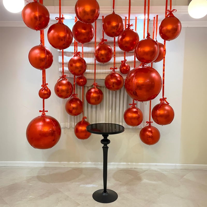 Froova 14 Pcs Red Round Foil Balloons 22/15/10 4D Ball Balloons Metallic Dark Red Balloon Ornament Mylar Balloon Chrome for Valentine's Day Birthday Graduation Wedding Anniversary Disco Party Decor - Image 5