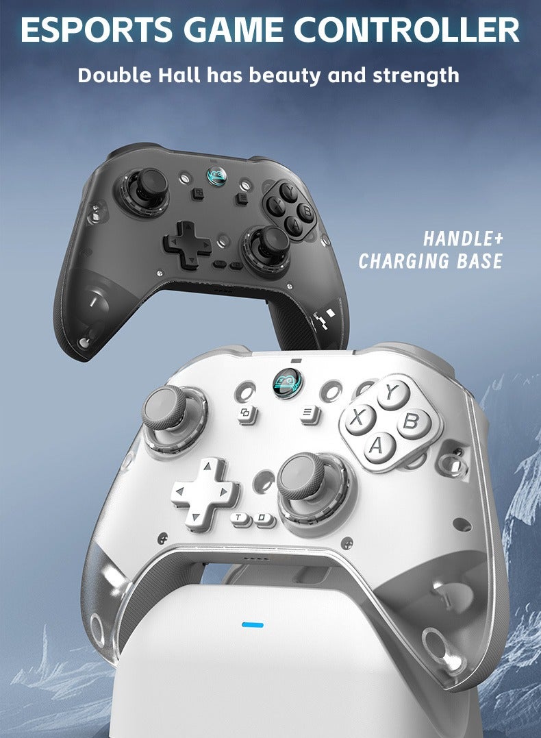 MingPin Z04 Wireless Game Controller with Charging Dock – Multi-Platform Support (Apple, Android, PC, TV), Hall Joystick, Dual-Trigger Switch, Magnetic Cover, Macro Programming, 6-Axis Gyroscope, and Turbo Mode（White） - Image 2