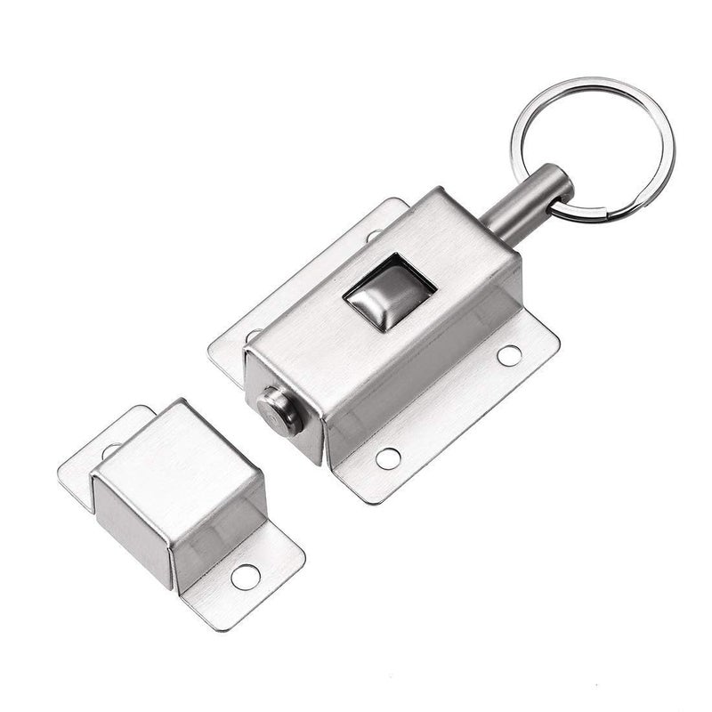 kesig Door Barrel Bolt and Stainless Steel RingPull Spring Loaded Auto Sliding Lock with Spring Loaded Automatic Buttom Fixed Security Barrel Bolt Latch with Waterproof Security - Image 1