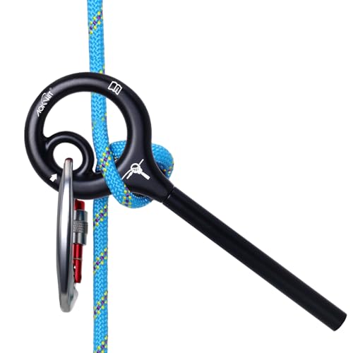 AOKWIT 9 Rescue Figure, Upgrade 8 Descender Climbing Gear Downhill Equipment Easy Operation Rigging Plate Aluminum Alloy Rigging Plate for Rock Climbing Belaying and Rappeling Device (Black) - Image 1