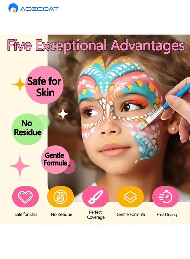 ACECOAT 20-color body paint set, a professional face painting set suitable for cosplay, children and adults, including a red, black and white effects paint palette and 10 brushes. - Image 5