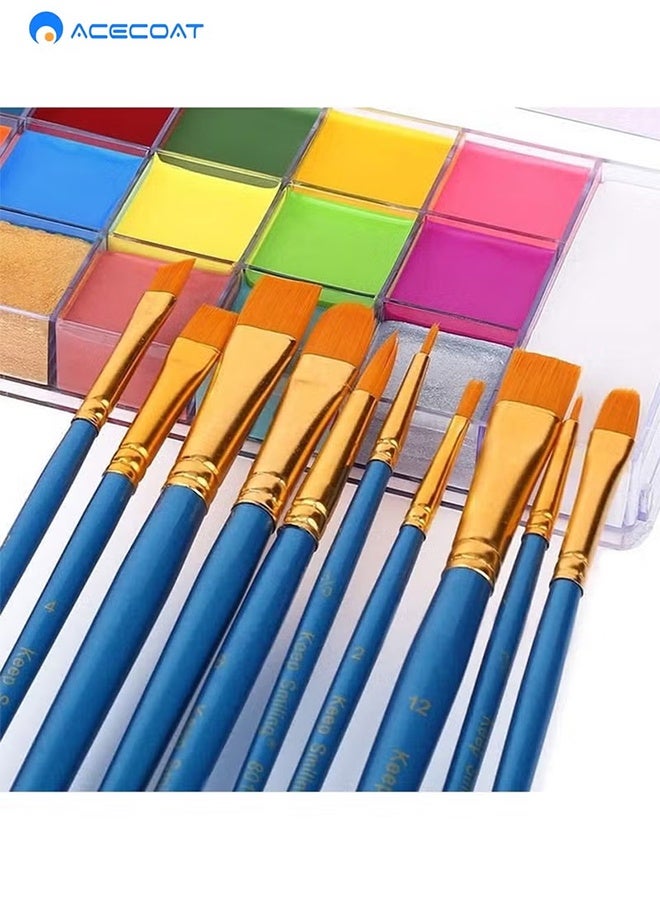 ACECOAT 20-color body paint set, a professional face painting set suitable for cosplay, children and adults, including a red, black and white effects paint palette and 10 brushes. - Image 2