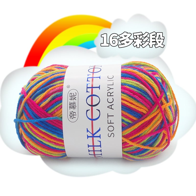 Tang Dynasty Three-Strand Gradient Dyeing Pad-Dyed Milk Cotton Baby Wool Skin-Friendly Velvet Doll Hat Scarf Line - Image 1