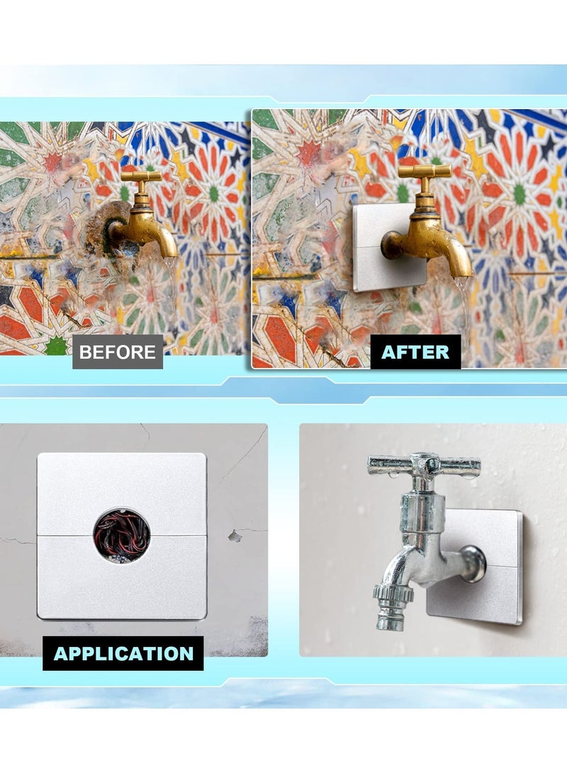 Plumbing Cover Plates, White ABS Plastics Square Shaped Escutcheon Plates with 33mm/1.29inch Diameter Hole Wall-mounted Water Pipe Cover - Image 2