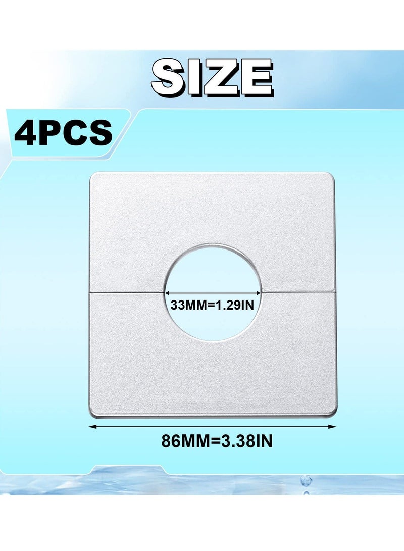 Plumbing Cover Plates, White ABS Plastics Square Shaped Escutcheon Plates with 33mm/1.29inch Diameter Hole Wall-mounted Water Pipe Cover - Image 1