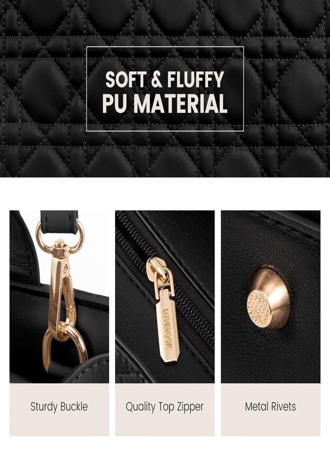 LOVEVOOK Purses and Handbags for Women, PU Leather Tote Bag Shoulder Crossbody Bags Top Handles Quilted Satchel - Image 5