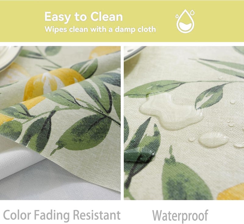 Jeloris Rectangle PVC Waterproof Lemon Tablecloth, Spring Summer Tablecloth Stain-Resistant Wipeable Wrinkle-Free Table Cover for Indoor/Outdoor, Picnic, BBQ, Dining, Party (55x86 inch) - Image 3